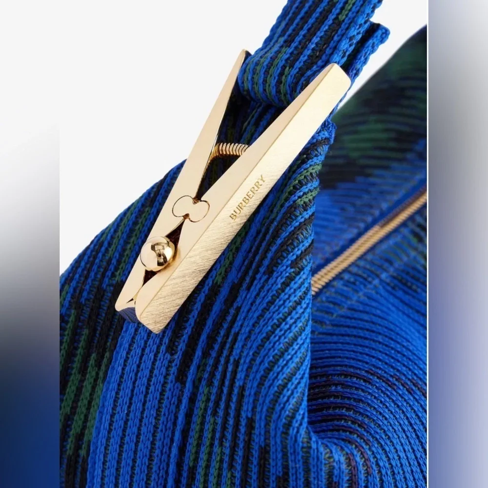 Burberry Medium Duffle Bag Handbag Knit knight color authentic luxe blue gold